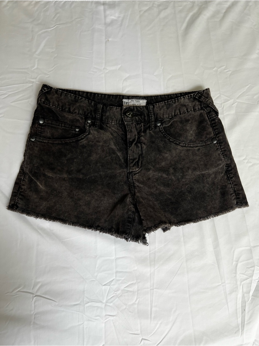 Free People Washed Charcoal Black Denim Cutoff Shorts